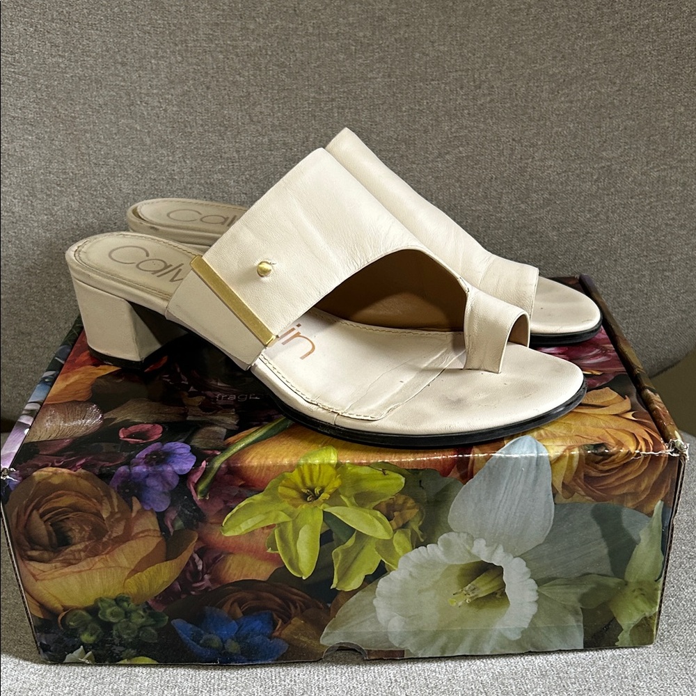 Calvin Klein Women's Beige Mules